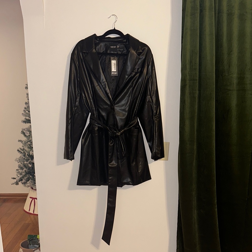 Nasty Gal Black Leather Look Jacket - Picture 2 of 11